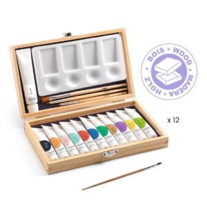 cutia artistului cu 12 tuburi culori guase djeco11175
