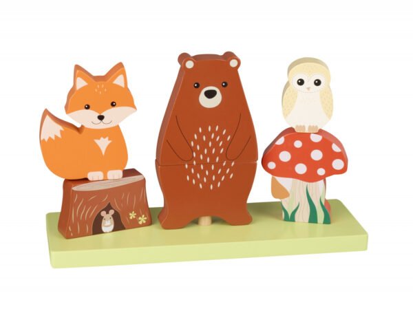 Jucarie Din Lemn De Stivuit Cu Animalele Padurii, Orange Tree Toys - Imagine 2