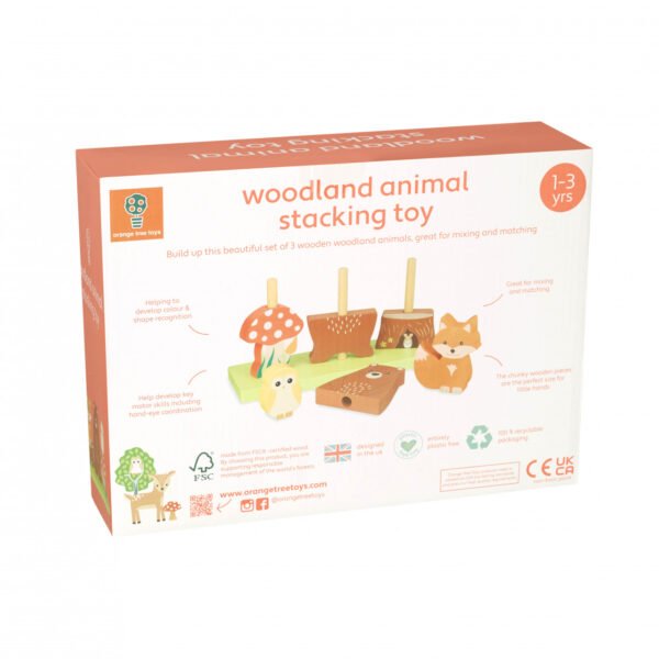 Jucarie Din Lemn De Stivuit Cu Animalele Padurii, Orange Tree Toys - Imagine 3