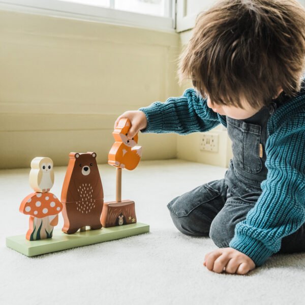 Jucarie Din Lemn De Stivuit Cu Animalele Padurii, Orange Tree Toys - Imagine 5