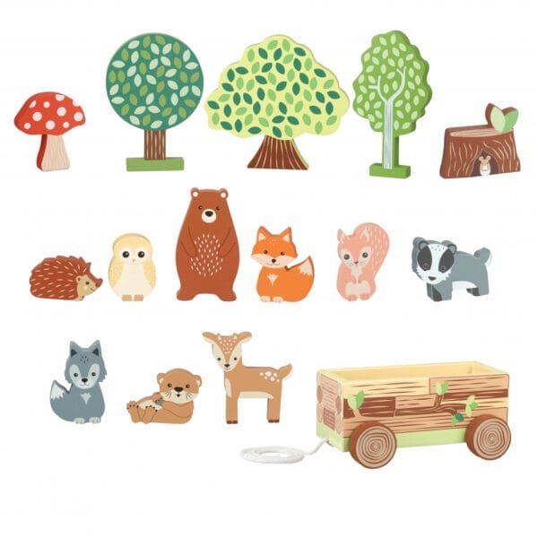 Jucarie Montessori Set Cu Piese Din Lemn Animale De Padure Orange Tree10795