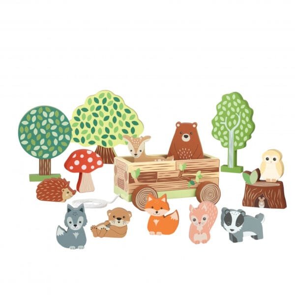 Jucarie Montessori Set Cu Piese Din Lemn Animale De Padure Orange Tree10796