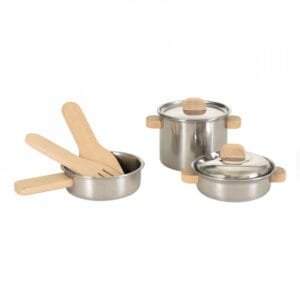 Jucarie Montessori Set De Vase De Inox Cu Manere Din Lemn Egmont Toys11466