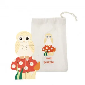 mini puzzle din lemn bufnita 3d orange tree toys9697