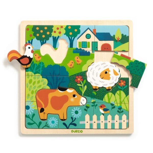 Puzzle Din Lemn Animale De La Ferma Djeco11527