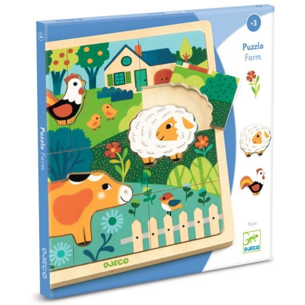 Puzzle Din Lemn Animale De La Ferma Djeco13198