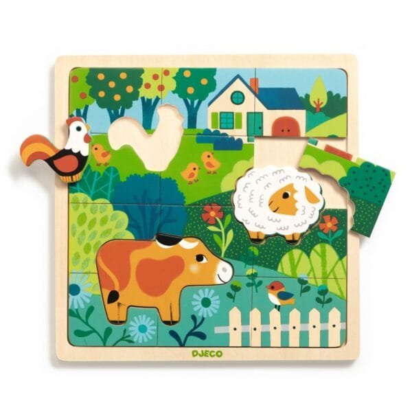 Puzzle Din Lemn Animale De La Ferma Djeco15084