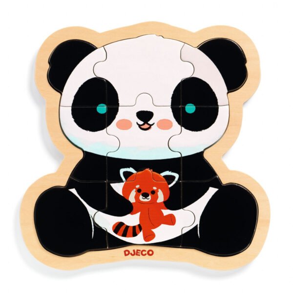 Puzzle Din Lemn Ursuletul Panda, Djeco - Imagine 2