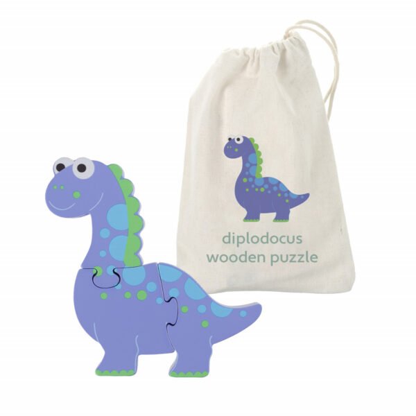 Puzzle Dinozaur Din Lemn - Diplodocus, Orange Tree Toys - Imagine 3