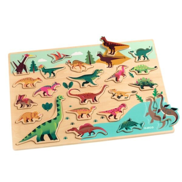 Puzzle Lemn Dinozauri, Djeco - Imagine 2