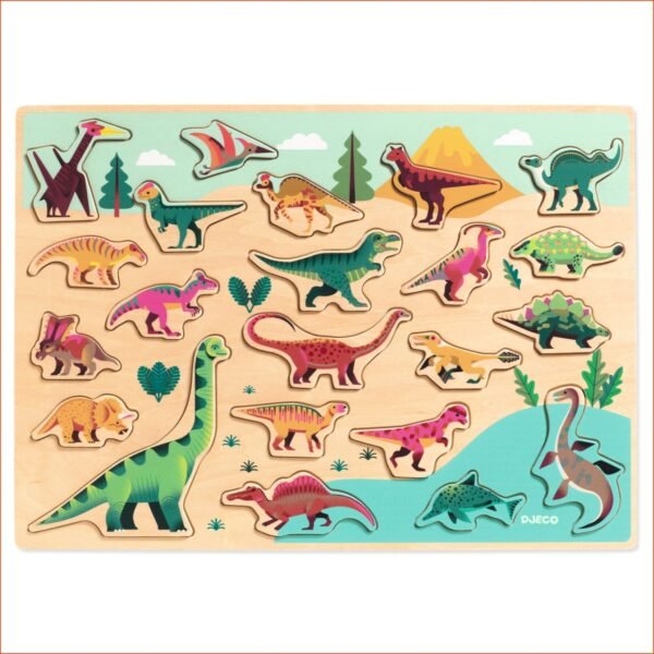 Puzzle Lemn Dinozauri, Djeco - Imagine 4