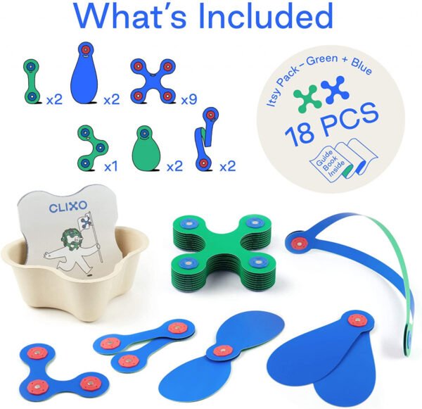 Set Clixo De Construit Cu Magnet, Itsy Pack Blue-Green 18 - Imagine 2