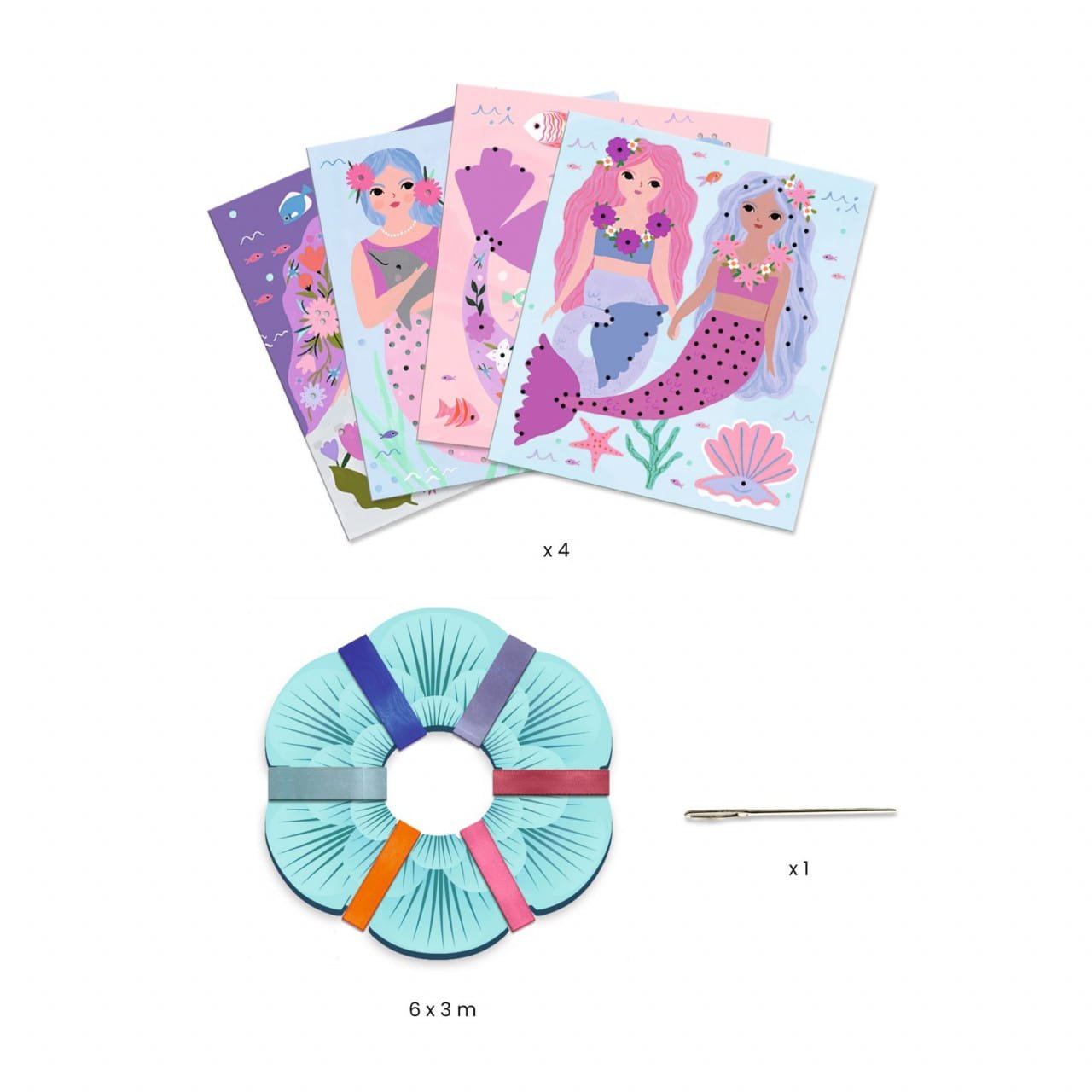 Set Creativ Cu Funde Si Panglici Atlantis, Djeco 4 Set Creativ Cu Funde Si Panglici Atlantis Djeco8032