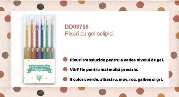 Set Cu 6 Roll Gel Markere Cu Sclipici Djeco11365