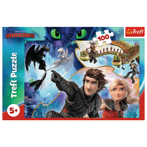 Puzzle Trefl Dreamworks Dragons, Pe Taramul Dragonilor 100 Piese - Imagine 2