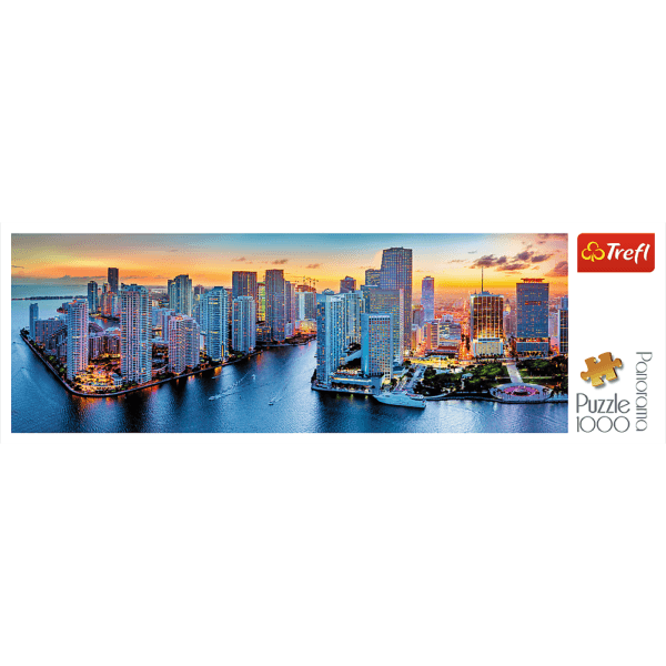 Puzzle Trefl Panorama, Miami Dupa Intuneric 1000 Piese - Imagine 2