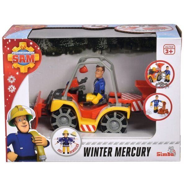 Atv Simba Fireman Sam, Sam Mercury Snow Quad Cu Lama De Zapada, Figurina Sam Si Accesorii - Imagine 6