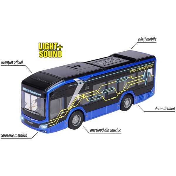 Autobuz Majorette Man Lion'S City 10 E 22,5 Cm Cu Lumini Si Sunete - Imagine 4
