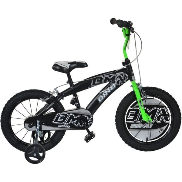 Bicicleta Copii Dino Bikes 14' Bmx Negru Si Verde