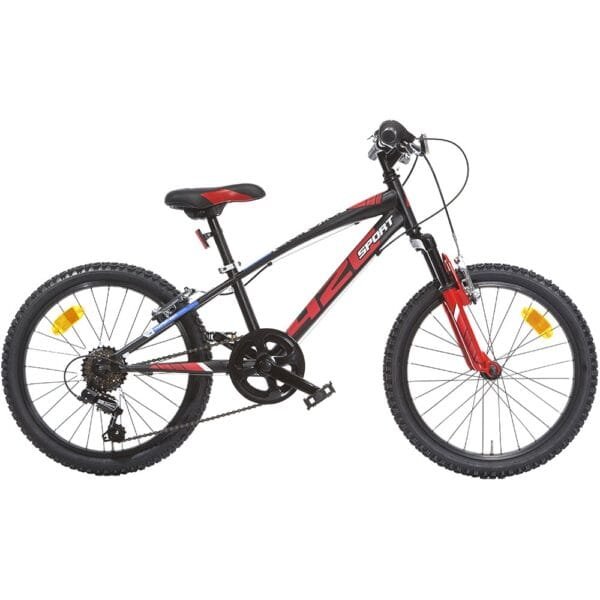 Bicicleta Copii Dino Bikes 20' Mtb Baieti Sport Negru Cu 6 Viteze Si Suspensie
