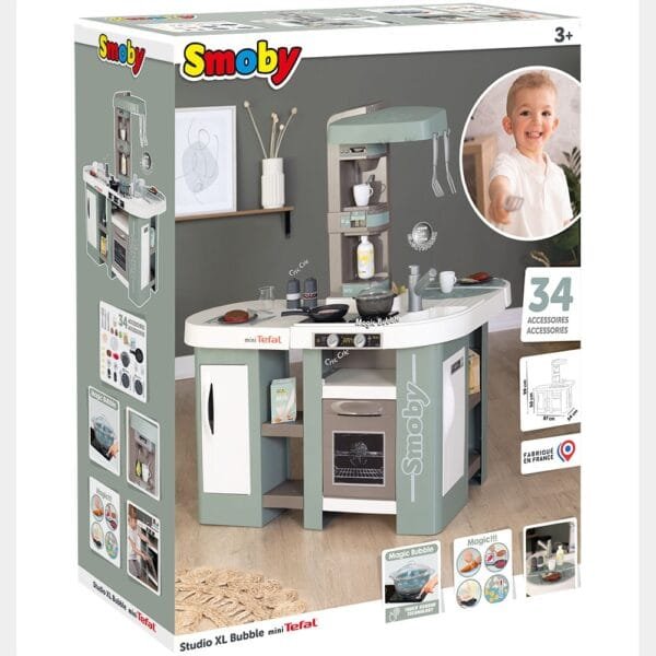 Bucatarie Smoby Tefal Studio Xl Bubble Albastru Cu Accesorii - Imagine 15