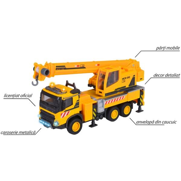 Camion Cu Macara Majorette Volvo Truck Crane Cu Lumini Si Sunete - Imagine 4