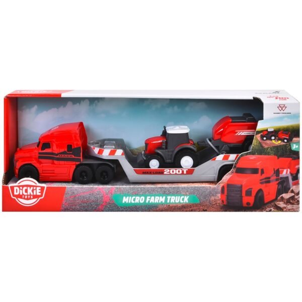 Camion Dickie Toys Massey Ferguson Micro Farm Truck 32 Cm Cu Tractor Si Presa De Balotat - Imagine 13