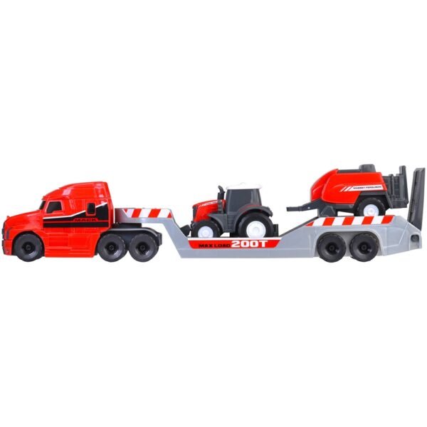 Camion Dickie Toys Massey Ferguson Micro Farm Truck 32 Cm Cu Tractor Si Presa De Balotat - Imagine 3