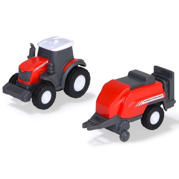 Camion Dickie Toys Massey Ferguson Micro Farm Truck 32 Cm Cu Tractor Si Presa De Balotat - Imagine 4