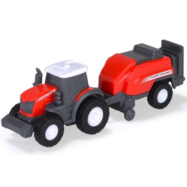 Camion Dickie Toys Massey Ferguson Micro Farm Truck 32 Cm Cu Tractor Si Presa De Balotat - Imagine 5