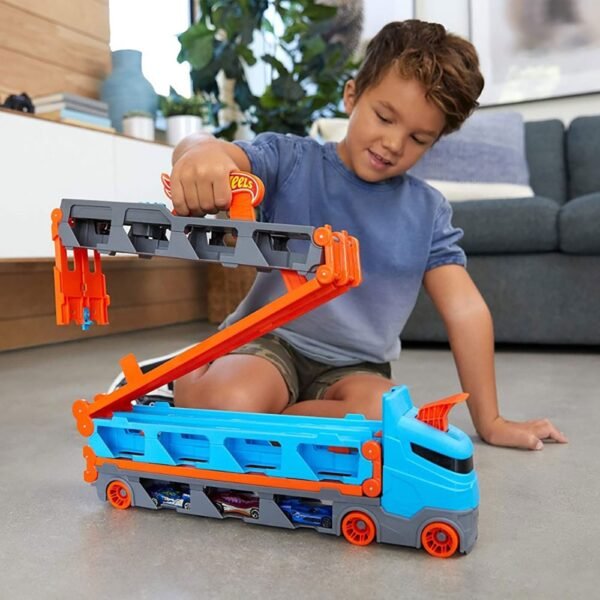 Camion Si Pista De Masinute Hot Wheels By Mattel Speedway Hauler Cu Trailer Si 3 Masinute - Imagine 5