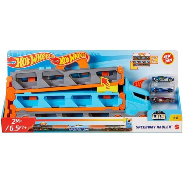 Camion Si Pista De Masinute Hot Wheels By Mattel Speedway Hauler Cu Trailer Si 3 Masinute - Imagine 6