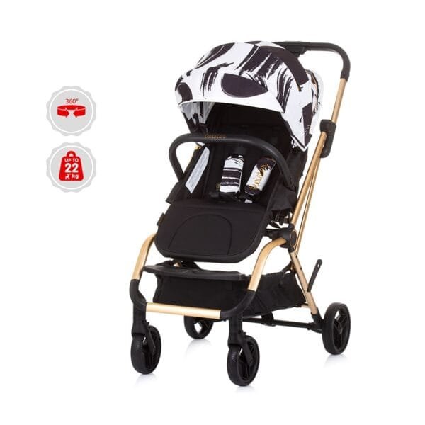 Carucior Chipolino Twister Black White Cu Sezut Rotativ - Imagine 2