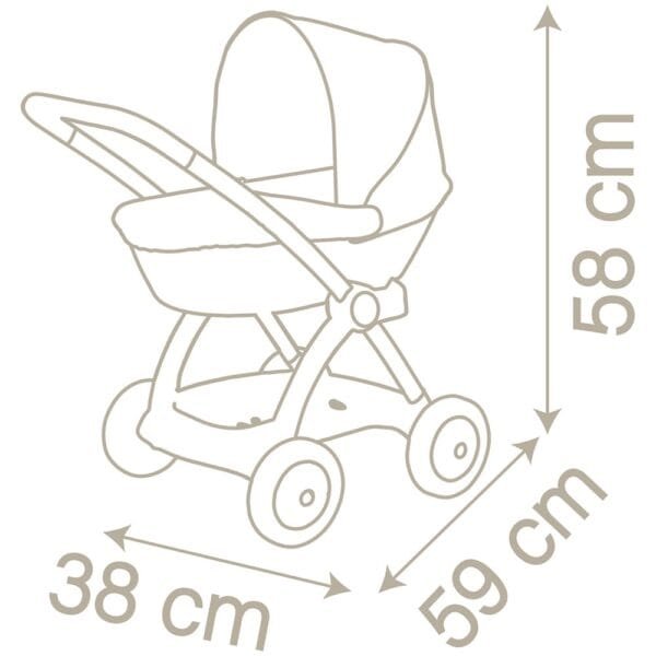 Carucior Nou Nascut Pentru Papusi Smoby Baby Nurse Landau Crem - Imagine 2