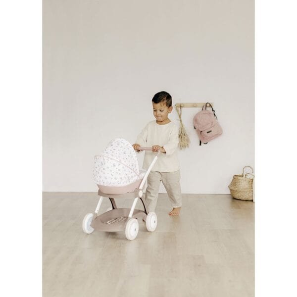 Carucior Nou Nascut Pentru Papusi Smoby Baby Nurse Landau Crem - Imagine 4