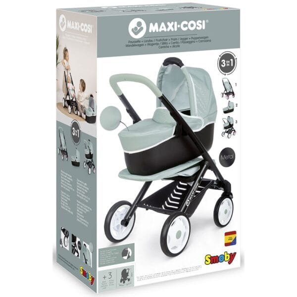 Carucior Pentru Papusi Smoby Maxi Cosi 3 In 1 Albastru - Imagine 6