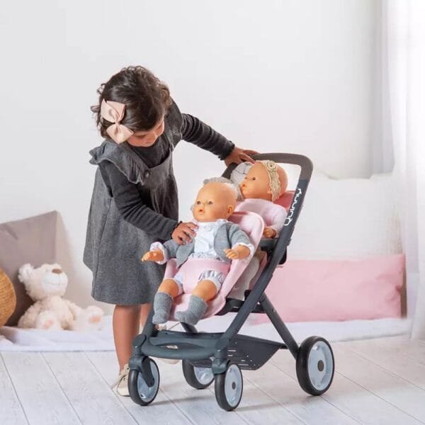 Carucior Pentru Papusi Smoby Maxi Cosy Quinny Twin Roz - Imagine 4