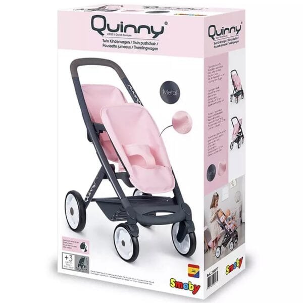 Carucior Pentru Papusi Smoby Maxi Cosy Quinny Twin Roz - Imagine 5