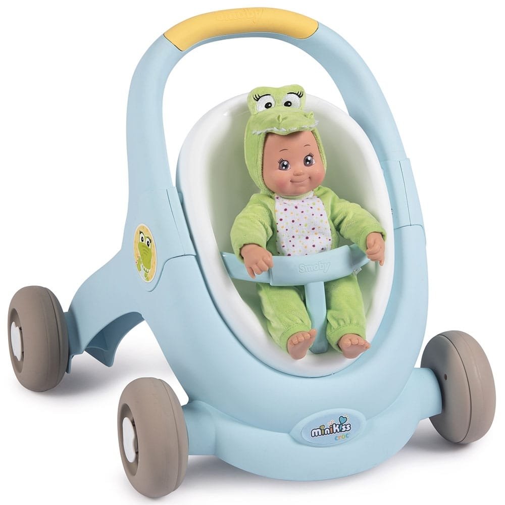 Carucior Pentru Papusi Smoby Minikiss Croc 3 In 1 Albastru 4 Carucior Pentru Papusi Smoby Minikiss Croc 3 In 1 Albastru - Imagine 3