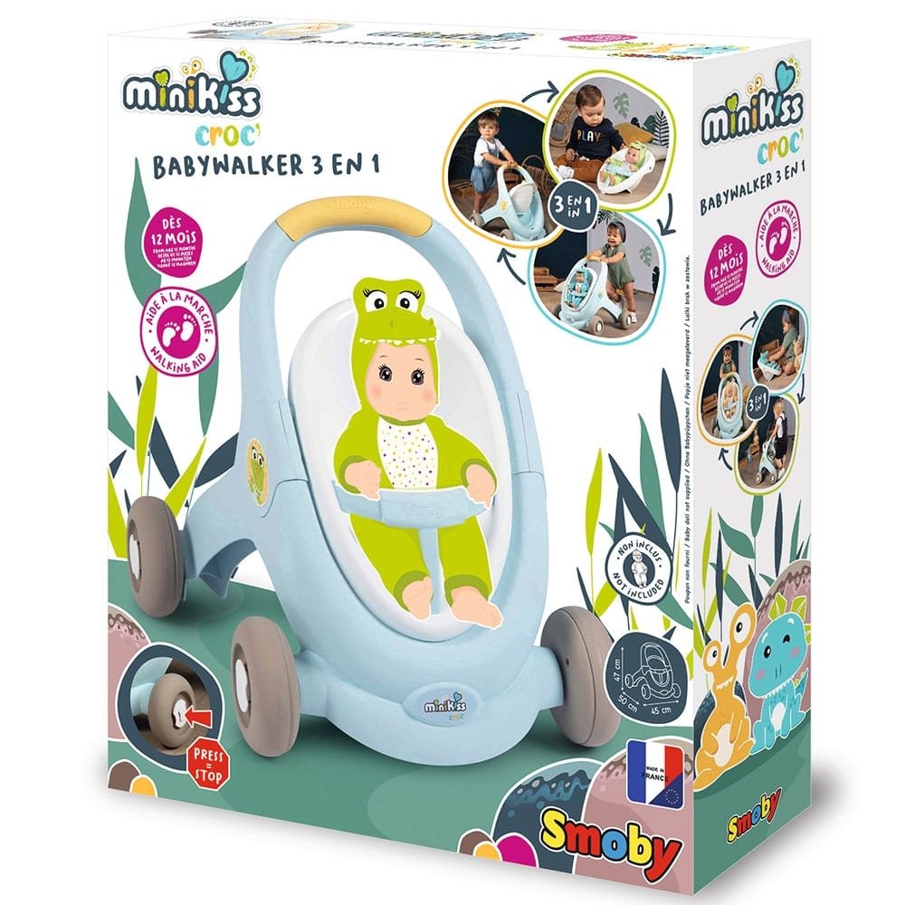 Carucior Pentru Papusi Smoby Minikiss Croc 3 In 1 Albastru 10 Carucior Pentru Papusi Smoby Minikiss Croc 3 In 1 Albastru - Imagine 9