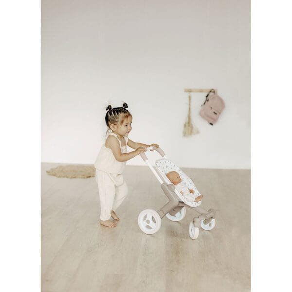 Carucior Sport Pentru Papusi Smoby Baby Nurse Poussette Pop Crem - Imagine 4