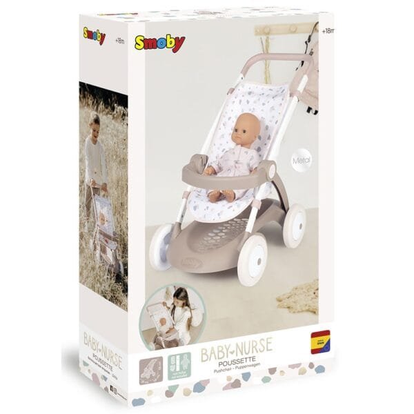Carucior Sport Pentru Papusi Smoby Baby Nurse Poussette Crem - Imagine 6