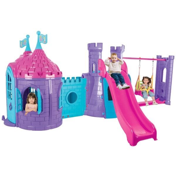 Casuta Cu Tobogan Si Leagan Pentru Copii Pilsan Castle With Slide And Swing Purple - Imagine 2