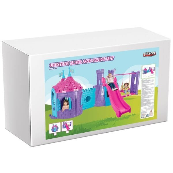 Casuta Cu Tobogan Si Leagan Pentru Copii Pilsan Castle With Slide And Swing Purple - Imagine 3