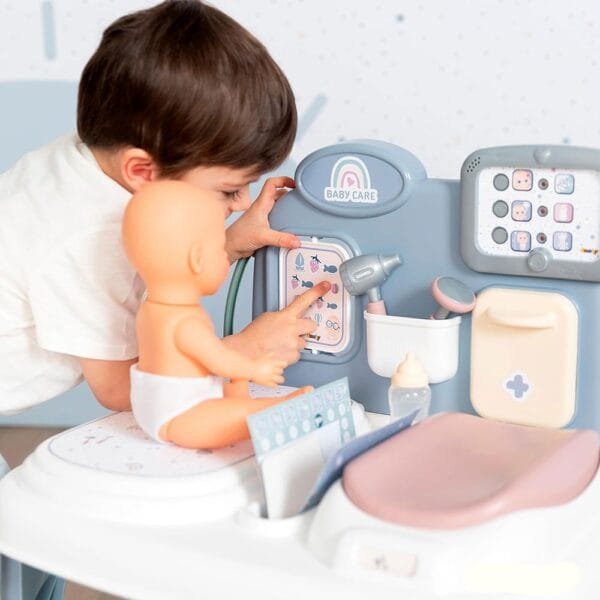 Centru De Ingrijire Pentru Papusi Smoby Baby Care Center Albastru Cu Accesorii - Imagine 6
