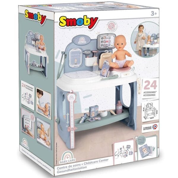 Centru De Ingrijire Pentru Papusi Smoby Baby Care Center Albastru Cu Accesorii - Imagine 8