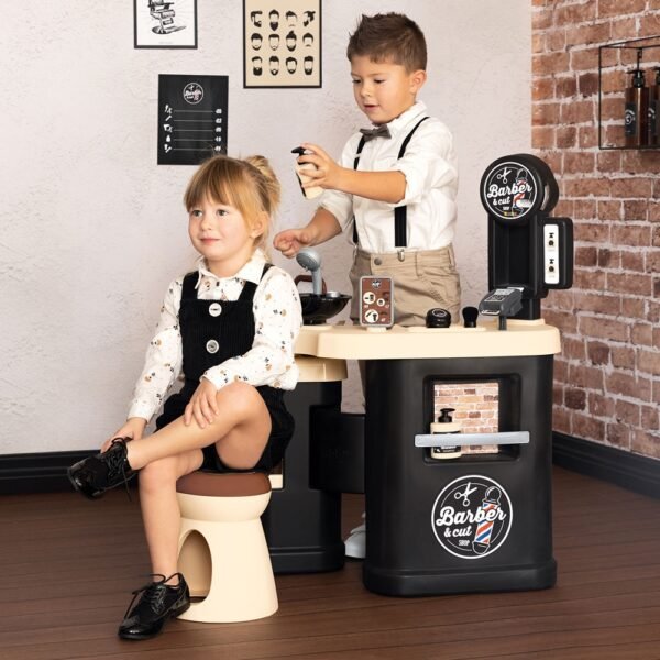 Salon Coafura Pentru Copii Smoby Barber Shop, Barber And Cut Negru - Imagine 8