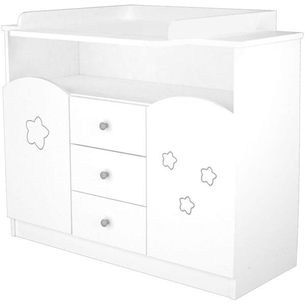 Comoda De Infasat Hubners Matei 106 Cm Alb Cu Stelute