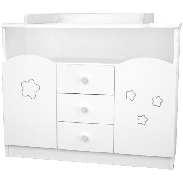 Comoda De Infasat Hubners Matei 106 Cm Alb Cu Stelute - Imagine 2