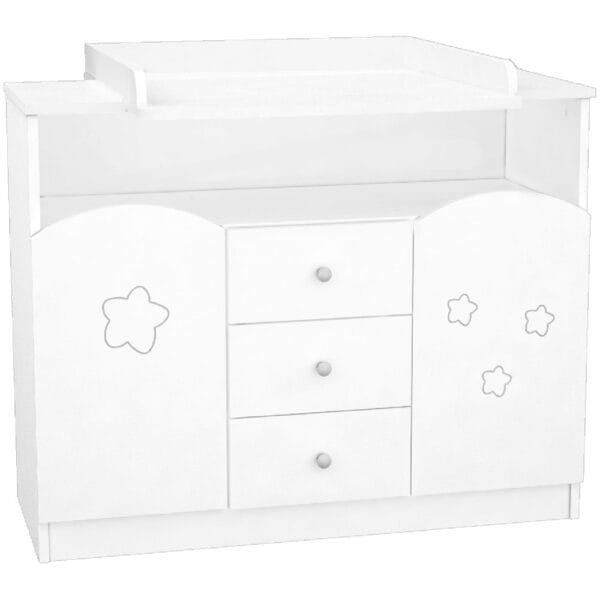 Comoda De Infasat Hubners Matei 106 Cm Alb Cu Stelute - Imagine 3